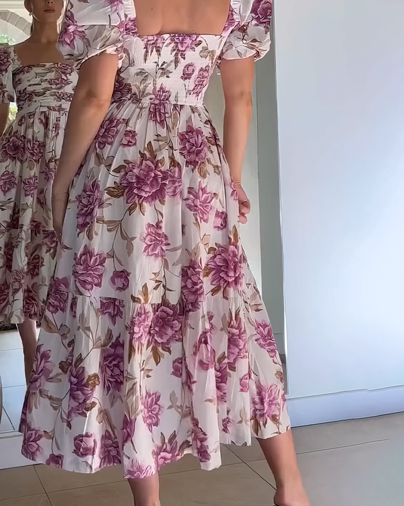 Wrapped bust and waist floral midi dress