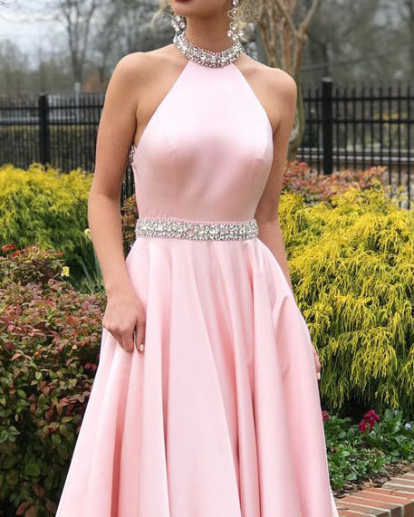 Sleeveless Halter Neck Backless Long Dress