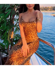 Sexy halter leopard print dress