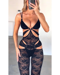 Sexy suspenders and lace jumpsuits with empty buttons