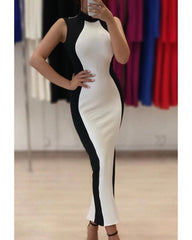 Sexy slim black and white dress