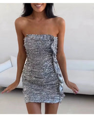 Sexy strapless peplum skirt