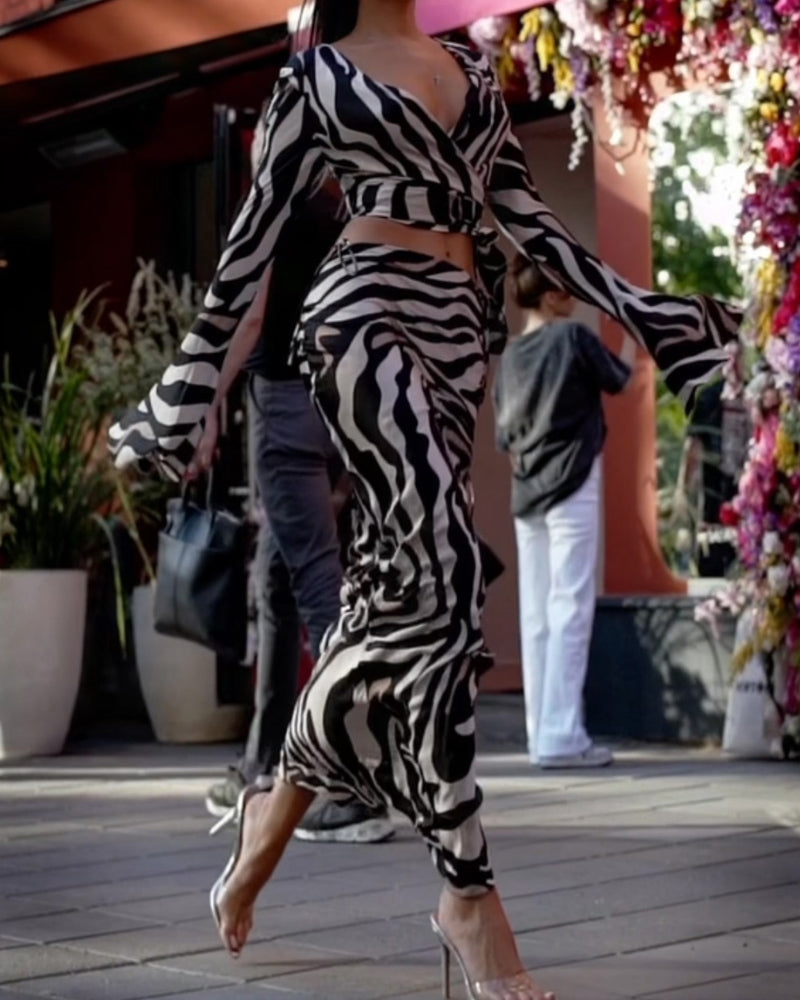 Vacation Style Sexy Zebra Print Ladies Suit