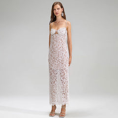 Wenda Feather Sequin Maxi Dress