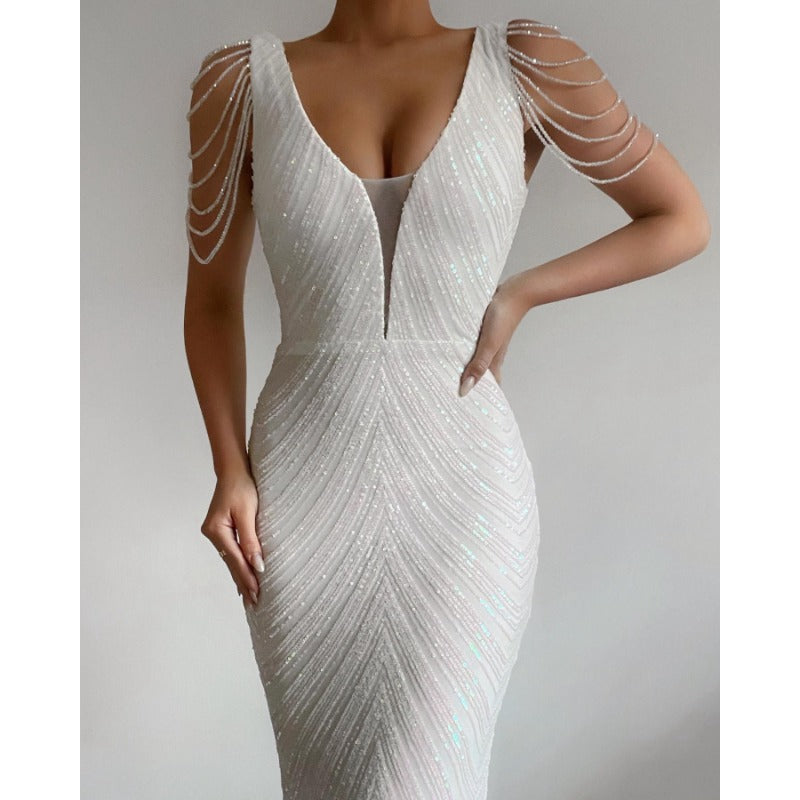 Sexy deep V party dress slim dress