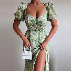Spring women's floral print short-sleeved dress