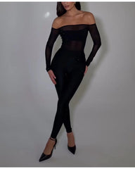 Sexy off-the-shoulder one-line neckline dress