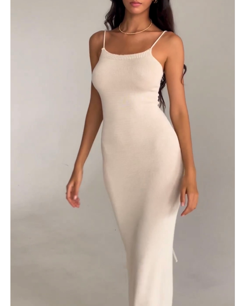 Sexy floor-length dress with solid knit suspenders and lace-ups