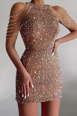 Fringed Sequin Midi Dress