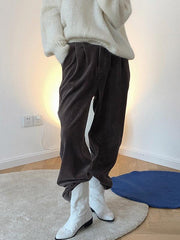 Loose Plain Empire Casual Pants