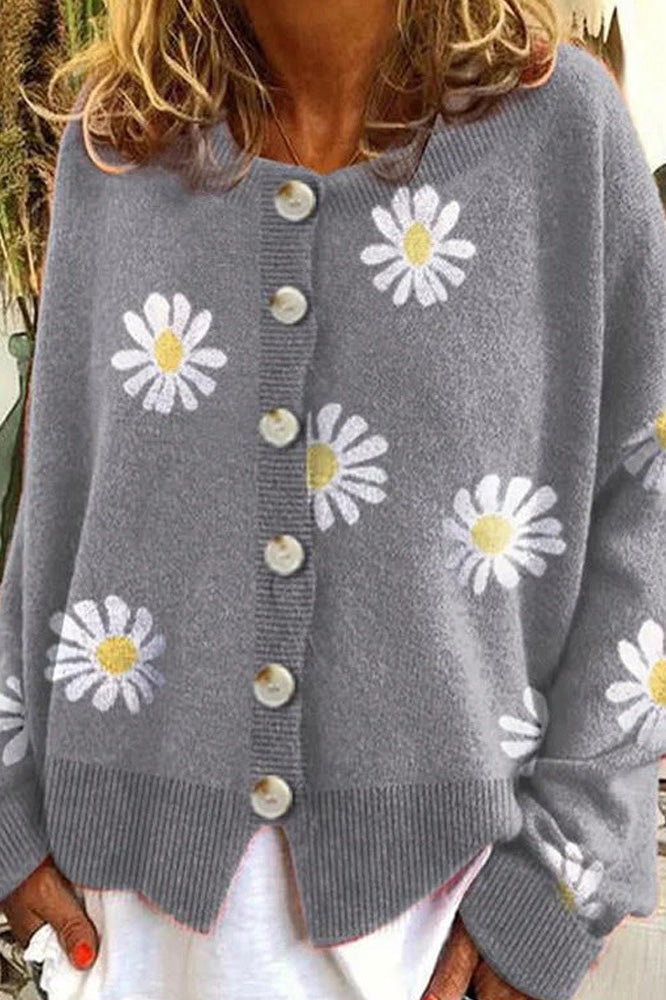 V-Neck Knit Button Cardigan Sweater