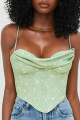 Floral Pile Collar Pleated Camisole