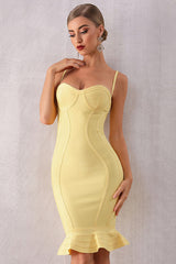 Ribbed Spaghetti Straps Empire Waist Mermaid Bodycon Dress