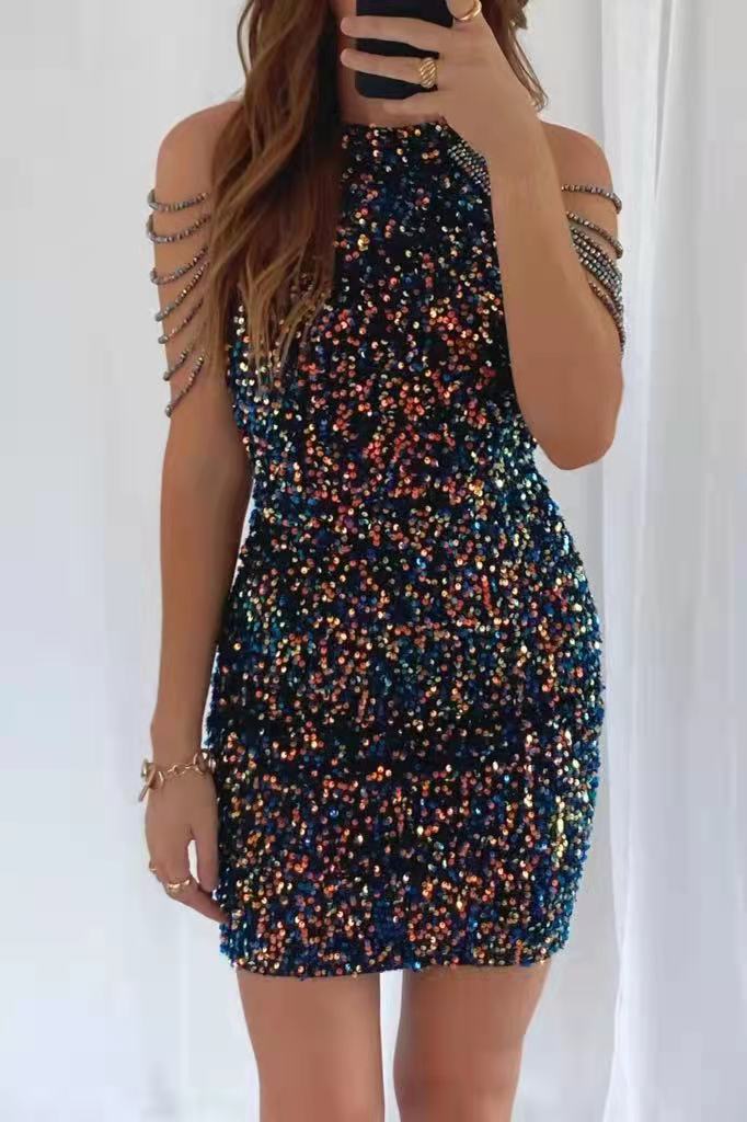 Fringed Sequin Midi Dress