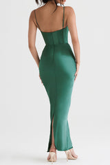 CHARMAINE FOREST CORSET MAXI DRESS - Dark green