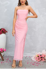 Strapless Bodycon Ruched Dresses