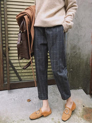 Simple Plaid Casual Harem Pants