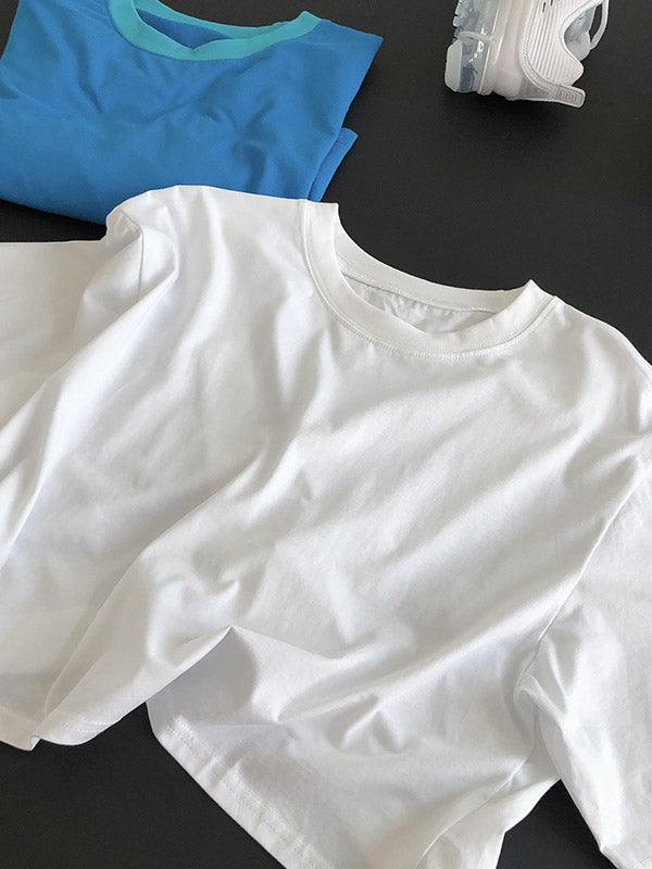 Original Solid Split-Back T-Shirts Tops