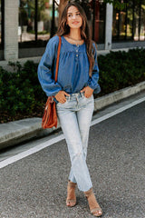 It Takes Time Denim Long Sleeve Top