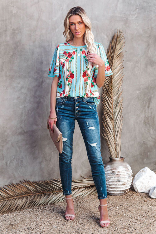 Hello Darling Floral Print Short Sleeve Top - 2 Colors