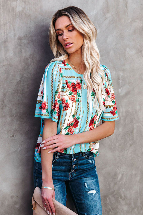 Hello Darling Floral Print Short Sleeve Top - 2 Colors