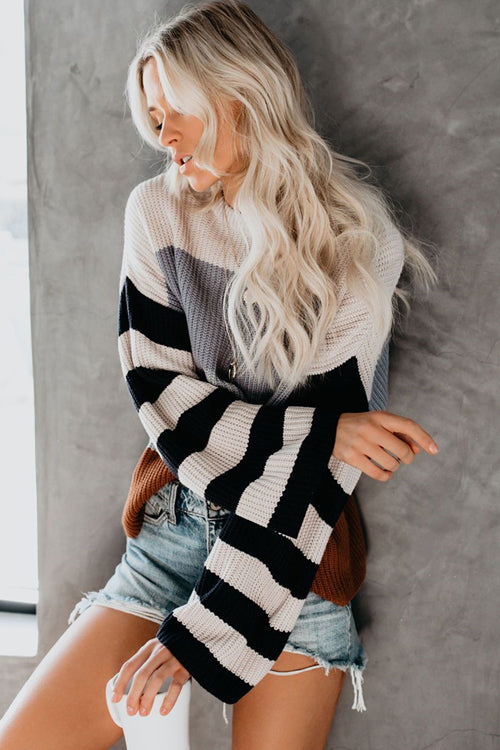 Good Vibes Multi Striped Knit Sweater - 2 Colors