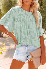 Mind On Sunshine Floral Jacquard Short Sleeve Top - 6 Colors