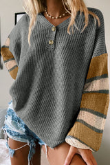 Cozy Love Striped Button Up Knit Sweater - 3 Colors