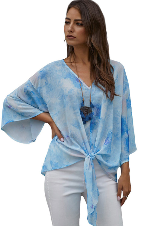 Flying High Tie-Dyed V-Neck Top - 2 Colors