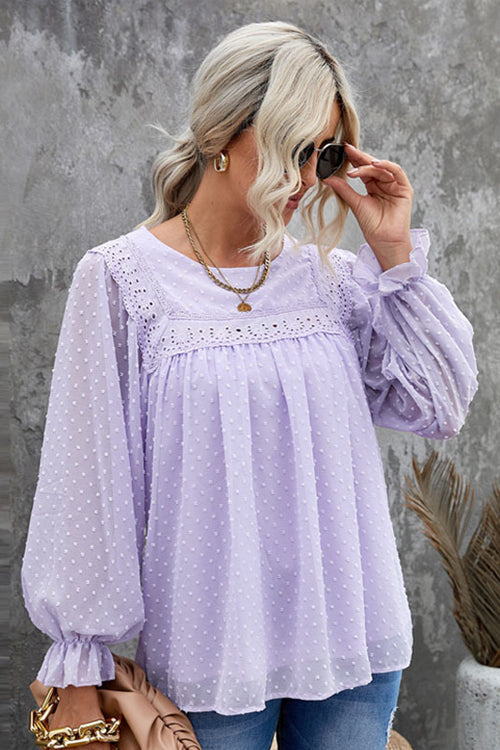 Always Amazing Swiss Dot Lace Top - 6 Colors