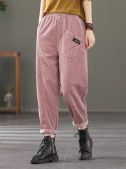 Retro Solid Color Loose Patchwork Pants