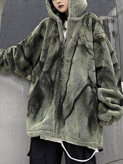 Tie-Dyed Hooded Zipper Coat