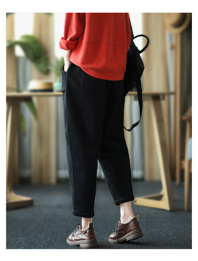 Women Retro Loose Padded Casual Pants