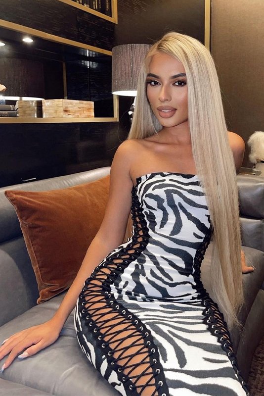 Zebra Print Binding Mini Dress