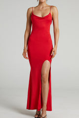 Solid Color Sling V-Neck Sleeveless Dress