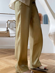 Loose Light Soft Satin Wide-Leg Long Pants