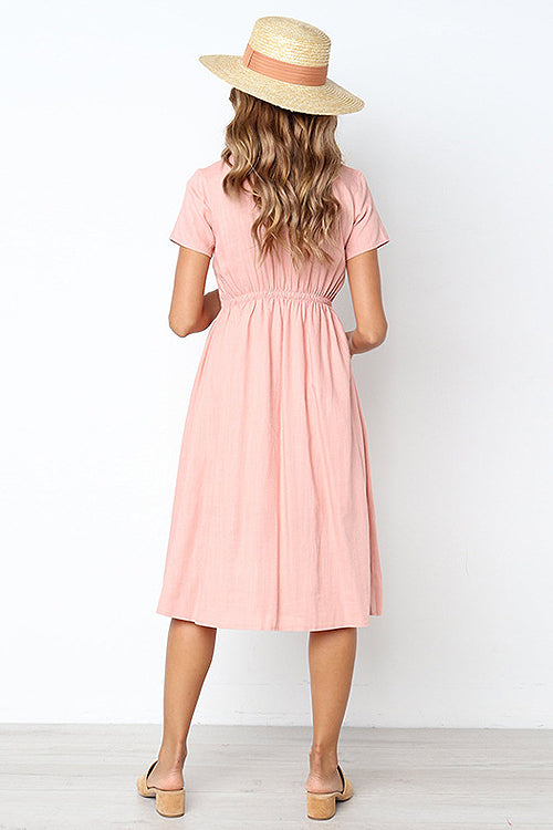 Button-Up Pocket Short Sleeve Dress - 6 Colors