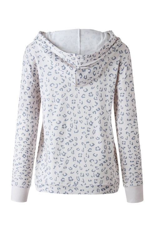 Little Cat Leopard Print Long Sleeve Hoodie