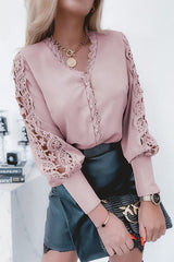 With You Always Pink Lace Long Sleeve Top