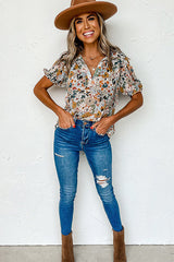 Feel The Joy Floral Print Short Sleeve Top