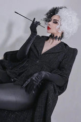 👻  Halloween Cruella Witch Costume Coat with Wig