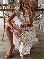 Vorioal Printed Slit Dress