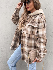 Linyona Hooded Check Coat