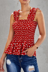 Forever Young Flower Print Pleated Tank Top - 3 Colors