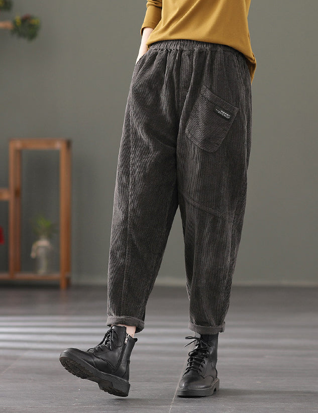 Retro Solid Color Loose Patchwork Pants