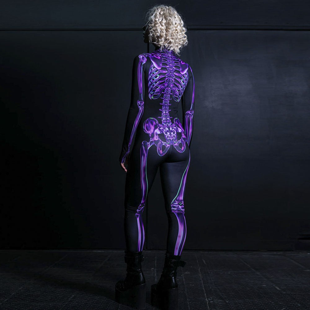 Purple Skeleton Costume Glow In Dark Halloween Costume Womens