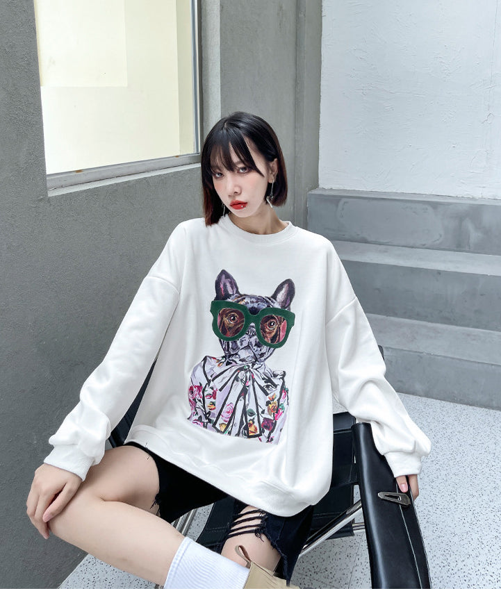 Personalized Printed Loose Long Sleeve Casual Top