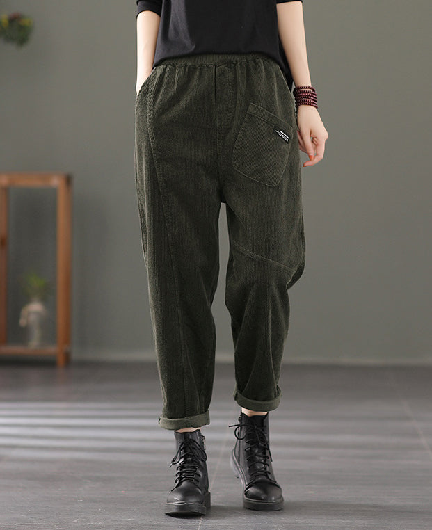 Retro Solid Color Loose Patchwork Pants