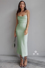 Eye-catching Satin High Slit Sling Slim Dress