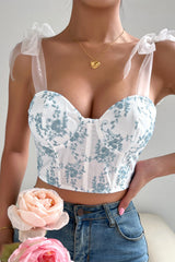 Better Your Self Floral Embroidered Bustier Corset Crop Top